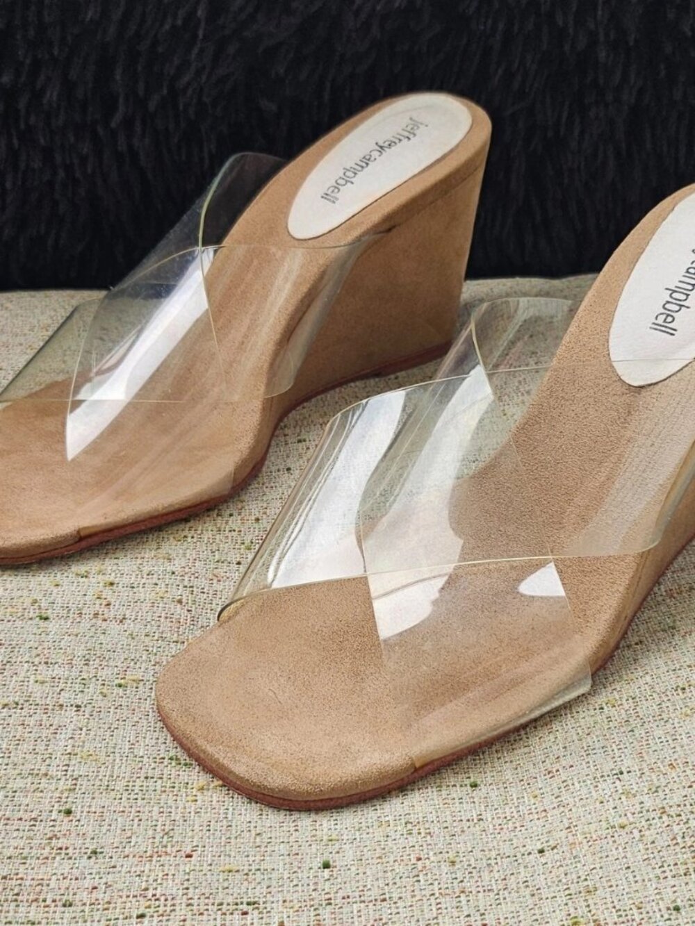 Jeffrey Campbell Women Heel Sandal Clear Plastic Upper Crisscross Shoe Size 8 - Picture 1 of 12